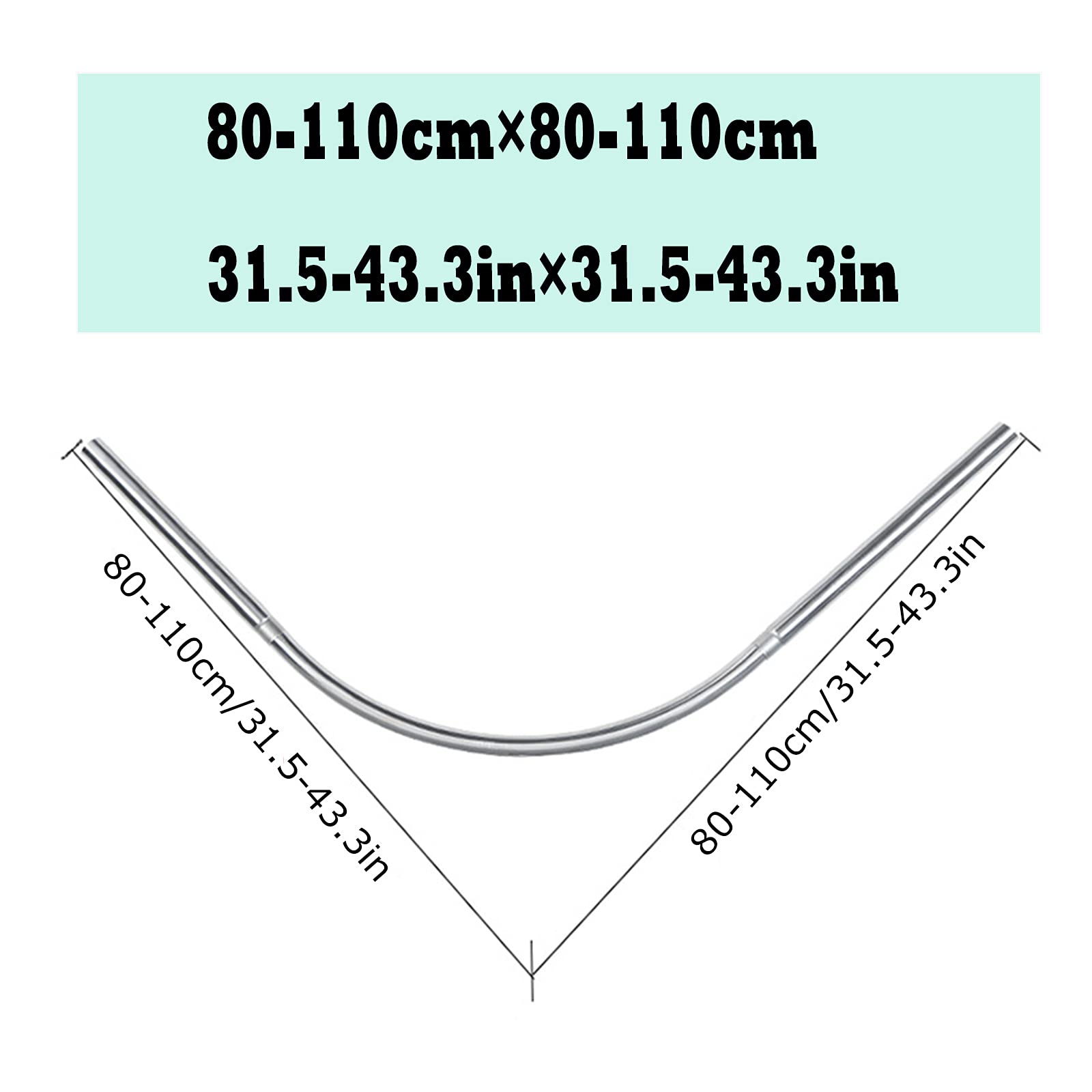 Barre De Douche Extensible,Tringle à Rideau De Douche & Baignoire en Forme De L sans Percer TéLescopique RéGlable 304 Acier Inoxydable 100% Antirouille(Color:80-110cm*80-110cm)