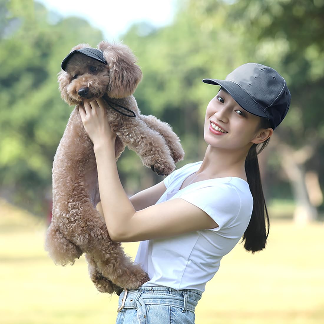Cappellino Protezione Solare Per Cani - Con Fori Orecchie, Regolabile, Taglia L, Rosa - Foto 3