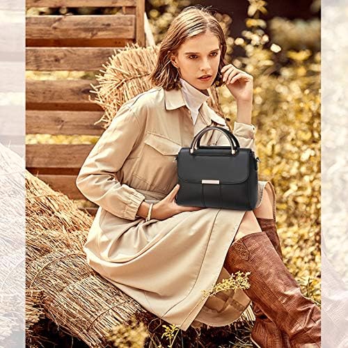 NICOLE & DORIS Top Handle Bag of Women Crossbody Bag Handbag with Arched Handle Small Square Bag PU Leather Shoulder Bag Cross Body Purse for Teens Girls Black