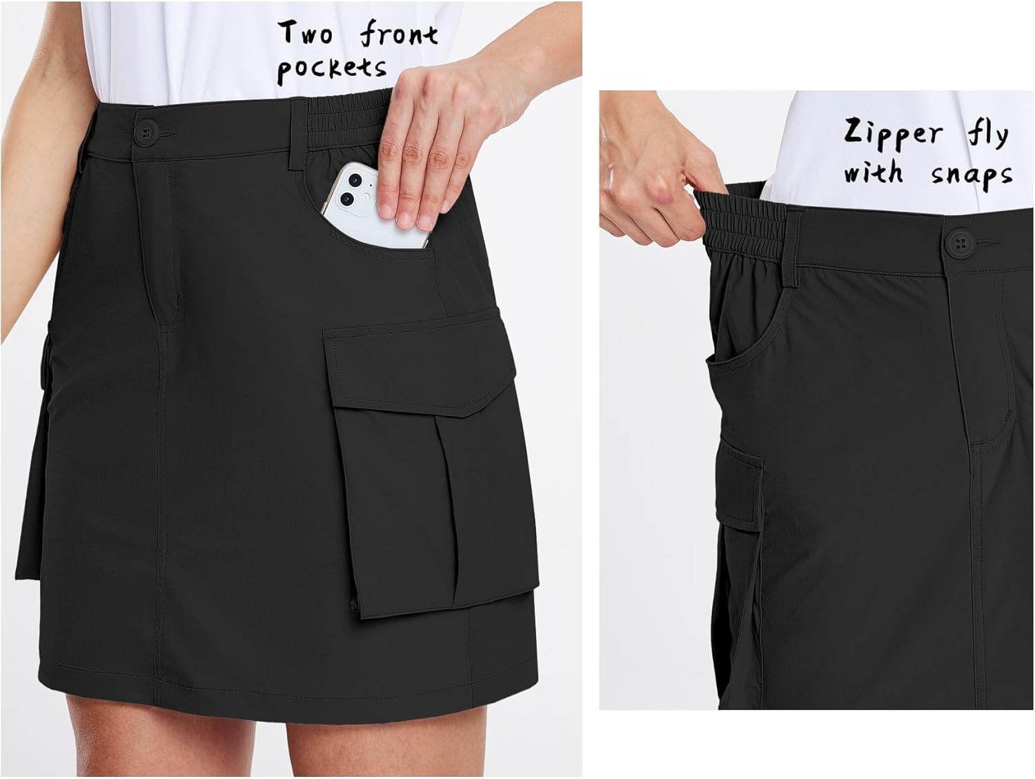 Willit Women's Cargo Skorts Skirt Golf Casual Quick Dry Zip Pockets Outdoor Hiking