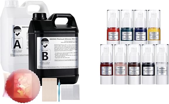 Silicone Mold Making Kit 1 Gallon with 9-Color Silicone Pigment Kit