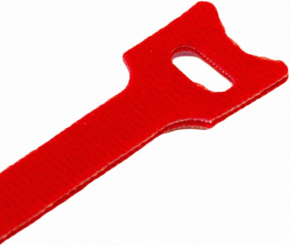 NavePoint 10 Inch Hook and Loop Reusable Strap Cable Cord Wire Ties 25 Pack Red