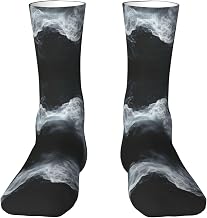Interstellar Smoke Picture White Men's and women's contrast-colored mid-calf sports socks, breathable hiking socks