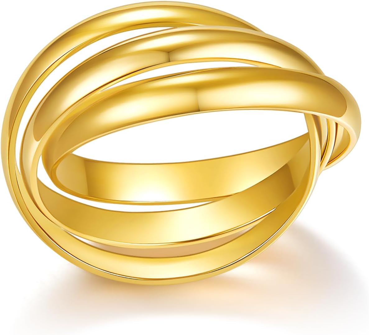BORUO Anillo de ansiedad antiestrés, plata de ley o chapado en oro resistente al agua, 4-12 | Plata de ley 925 o acero inoxidable chapado en oro resistente al agua, con tres bandas entrelazadas de 1,8 mm o 3 mm de ancho.