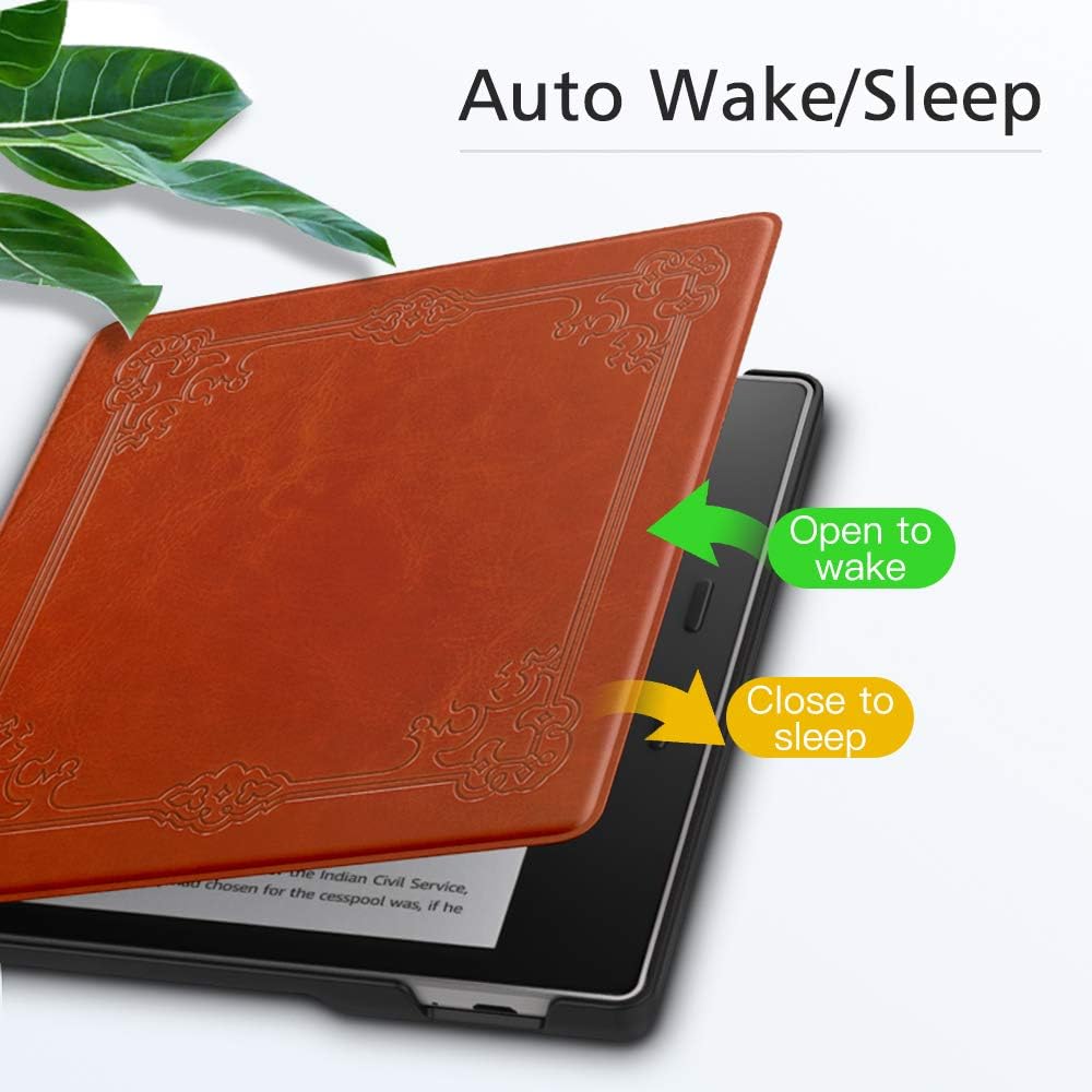 Dadanism Case Fits All-New Kindle Oasis 10th Generation 2019 Release / 9th Generation 2017 Release, Premium PU Leather Lightweight Shell Crushproof Cover with Auto Wake/Sleep - Vintage Style