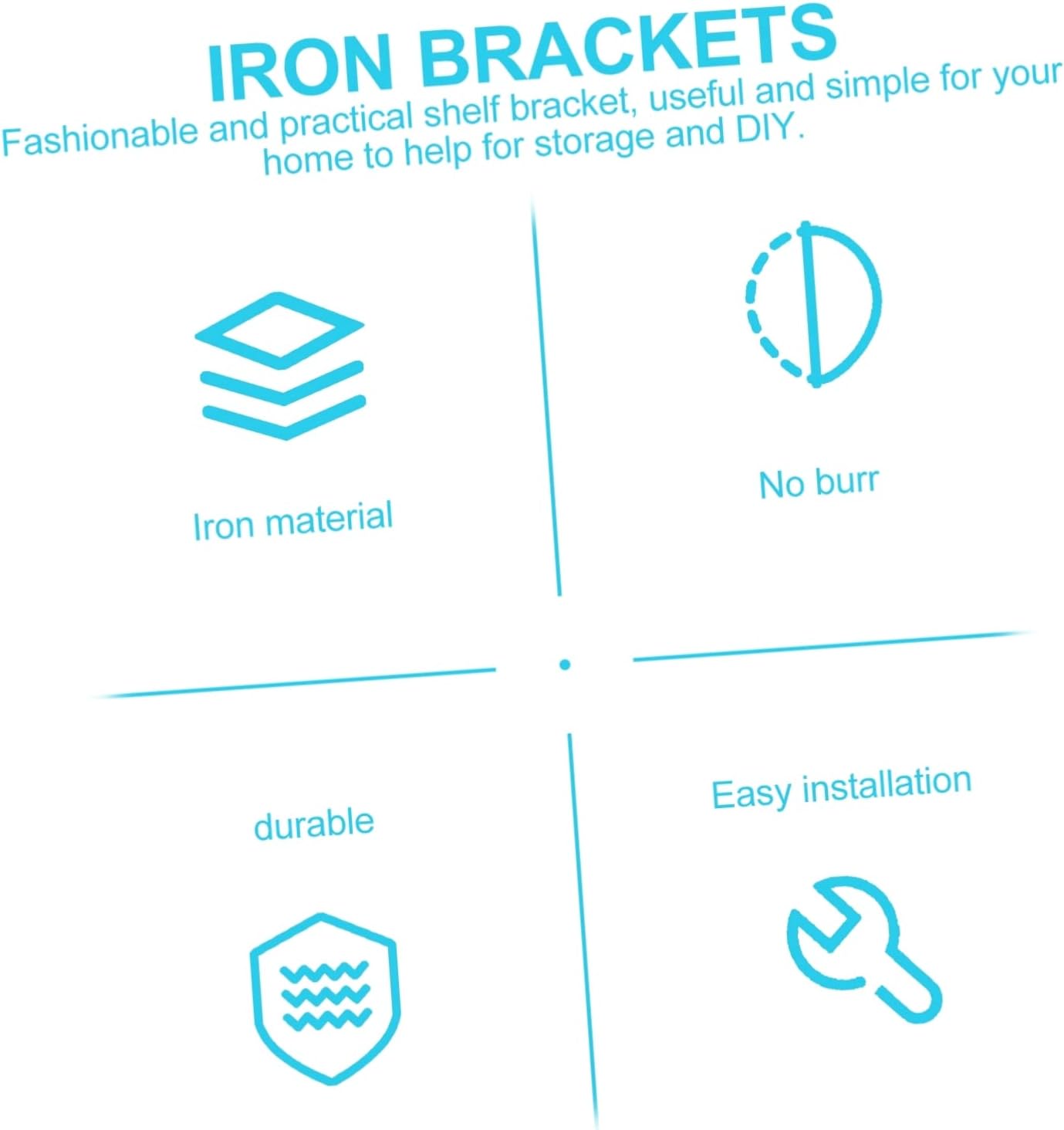 DOITOOL 4 Sets Hidden Shelf Support Brackets T-Shape Wall Mounted Iron Shelf Bracket for Concealed Installation Suitable for Home and Office Use Heavy Duty Design