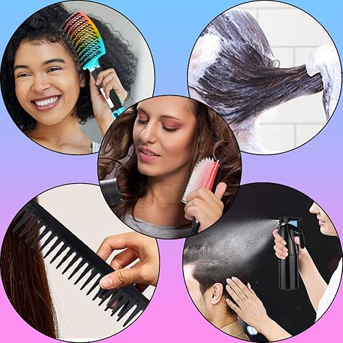 Miniatura 6 de Juego de 14 cepillos desenredantes para cabello natural negro botella de spray y gorro para dormir para Afro AméricaCabello africano con textura 3a