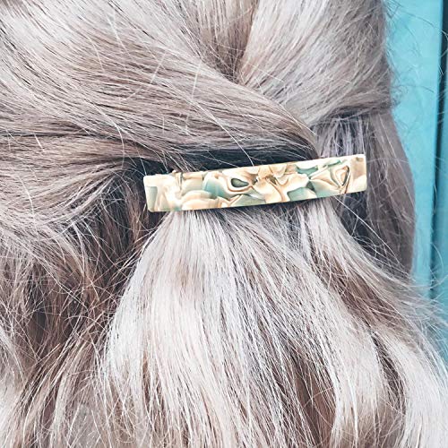 2Pcs French Design Hair Barrette Tortoise Shell Celluloid Rectangle Hair Clips For Women #TOP6