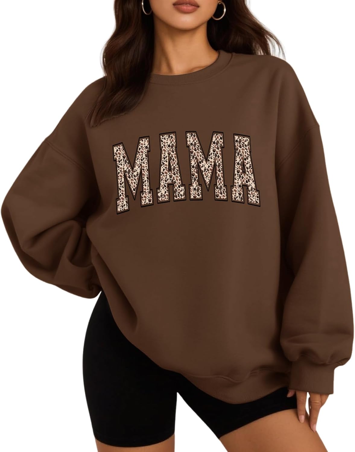 Mama Sweatshirts Oversized Crewneck Long Sleeve Mom Sweatshirt Graphic Casual Loose Fit Pullover