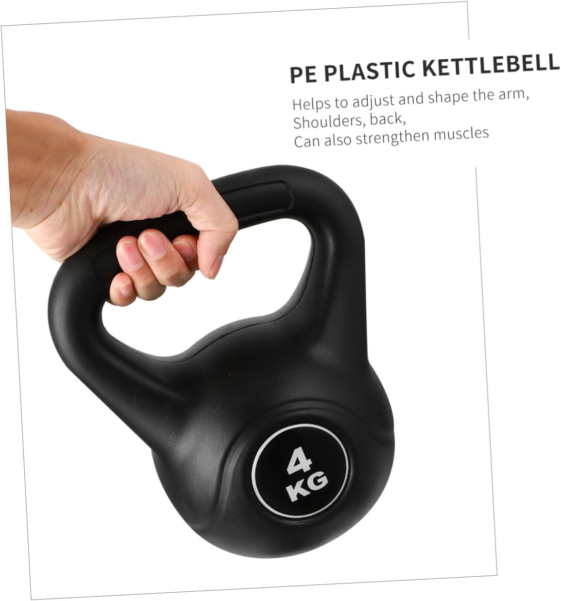 Mipcase Plastic Kettlebell 4kg Black Fitness Pot Bell Arm Muscle Training Bell Household Strength Training Equipment for Deep Squat Exercises