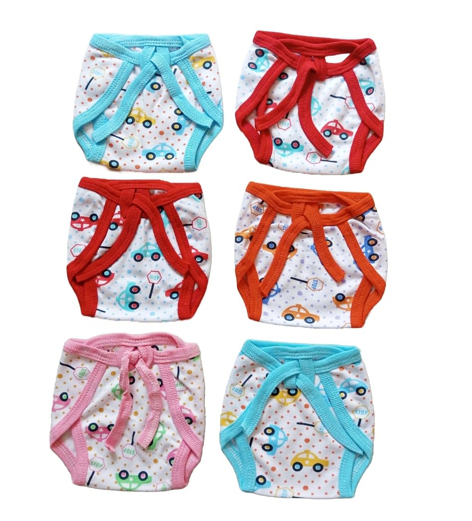 Garcy New Born Baby's Cotton Cloth Diapers/Langot/nappy Soft, washable & reusable cloth diaper for new born baby 0-6 months Multicolor Pack of 6