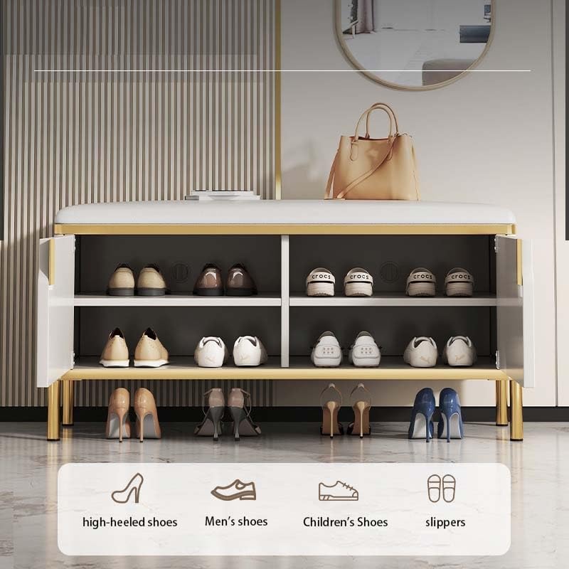 Almacenamiento de zapatos de 2 niveles con puertas para solucionar el caos en el pasillo 5