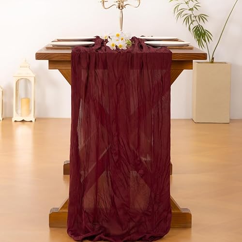 Vista 130 de Socomi - 10 caminos de mesa de gasa, estilo bohemio y rústico, para primavera, Pascua, bodas, fiestas, baby showers, cumpleaños y decoración, 120