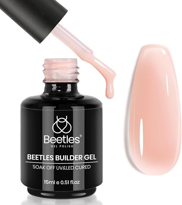 Beetles Builder Gel for Nails,0.51 fl.oz 8 in 1 Jelly Nude Building Gel | for Thickening Strengthening Building Apex for Beginner DIY Salon at Home, UV & LED Lamp Cured