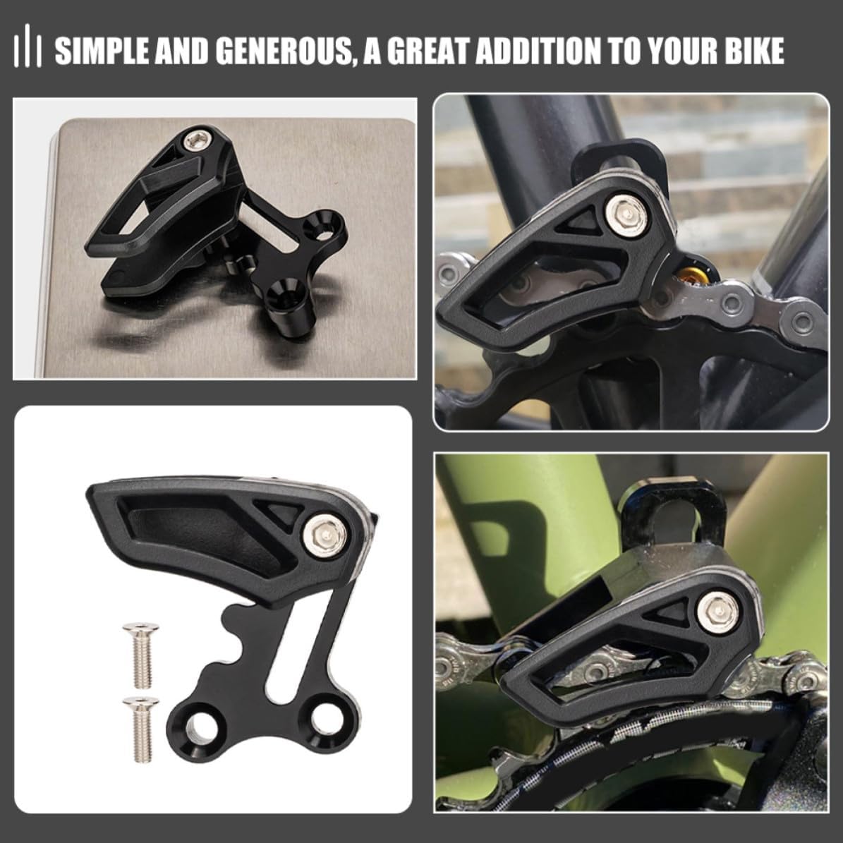 Kichvoe Bike Chain Protector E-Shaped Chain Deflector for Fixed Gear and Road Bike Aluminum Alloy Material and Falling Compatible with Black