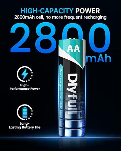 Miniatura 2 de DLYPOW Baterías AA recargables, 1.2V NiMH 2800 mAh de alta capacidad precargadas doble A, paquete de 4