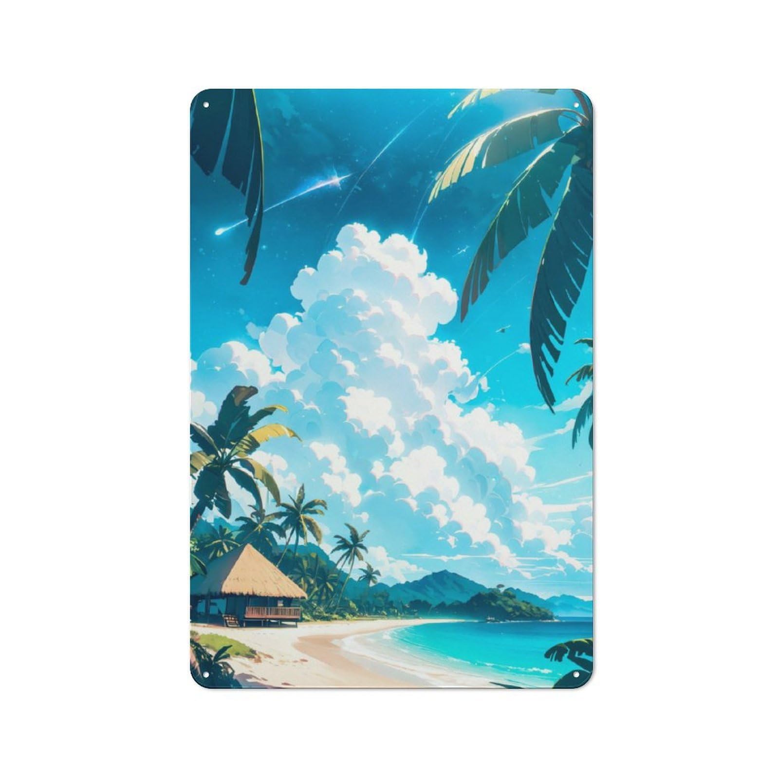 Junmoney Tranquil Tides Classic Metal Wall Decor 30X20cm, Tin Sign For Bar, Kitchen, Garage Or Games Room