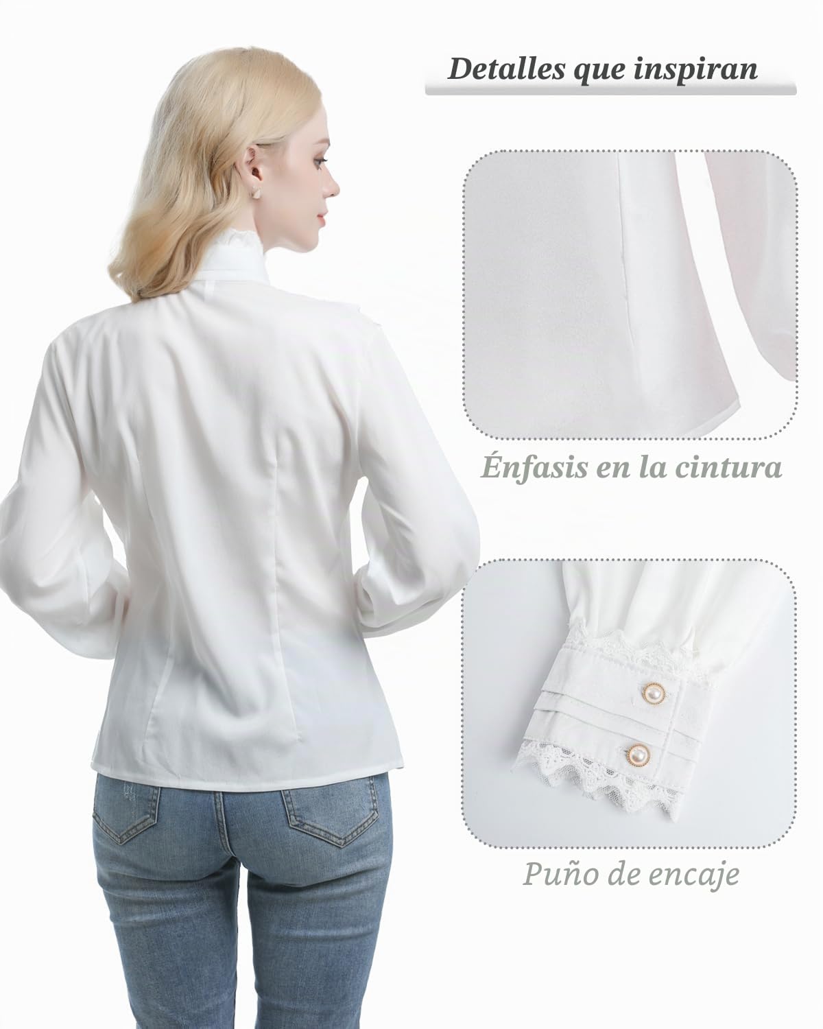 Fiamll Women's Victorian Blouse Vintage Bow Shirt Stand-Up Collar with Ruffles Long Sleeve Shirt