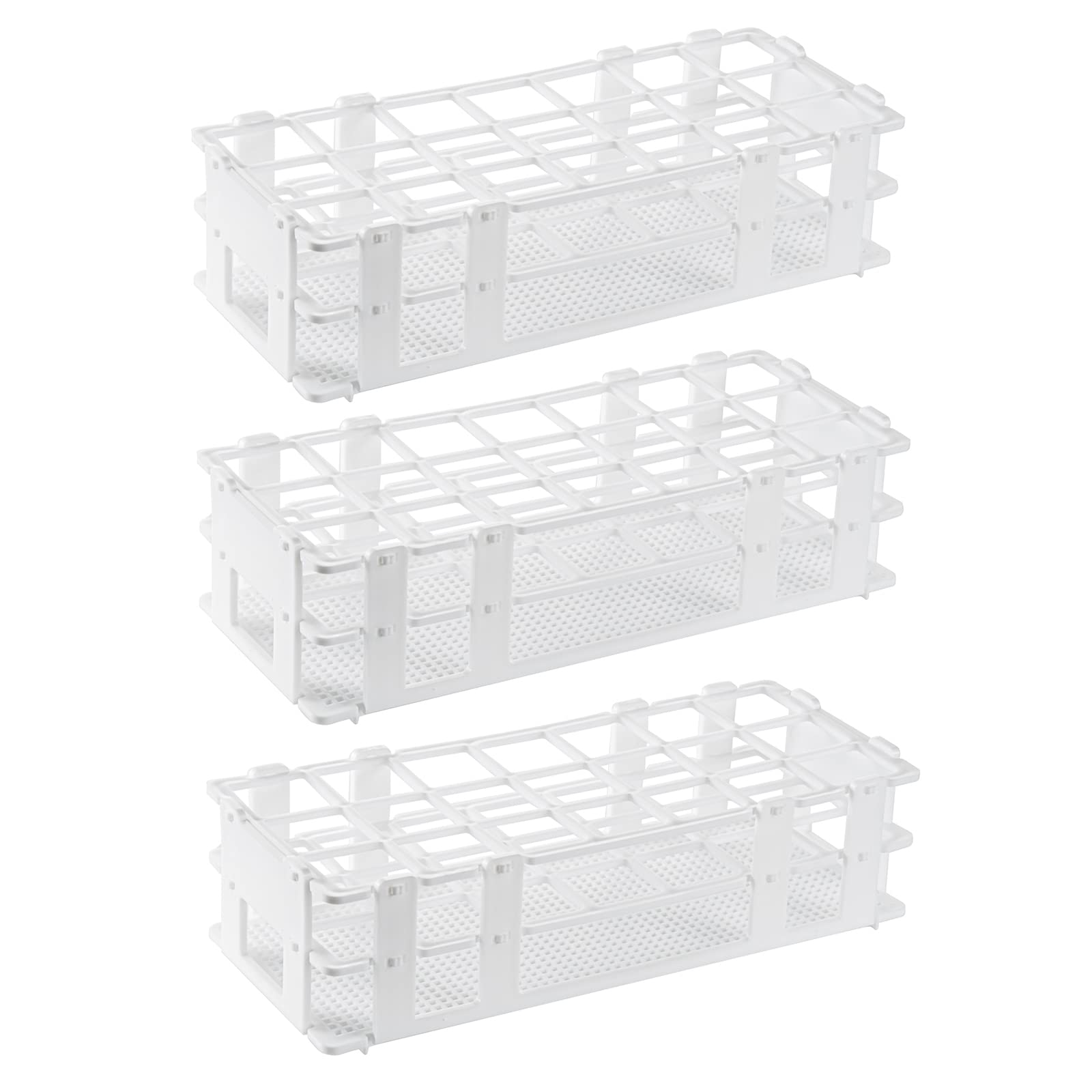 Eowpower 3 Pieces Plastic Lab Tube Rack Storage Stand Holder Detachable for 30 mm Diameter 21 Hole