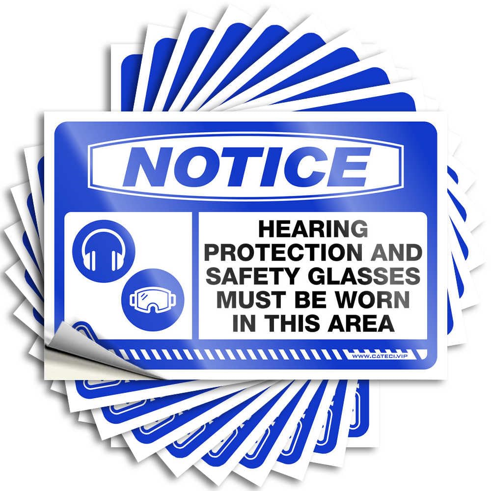 Fzfn Colour Bumper Back Yard Decorations Custom Stickers, Bottle Waterproof Notice Hearing Protection And Safety Glasses Must Be Worn In This Area For Hydro Flask | Unique Vinyl Decals For(8X12cm)