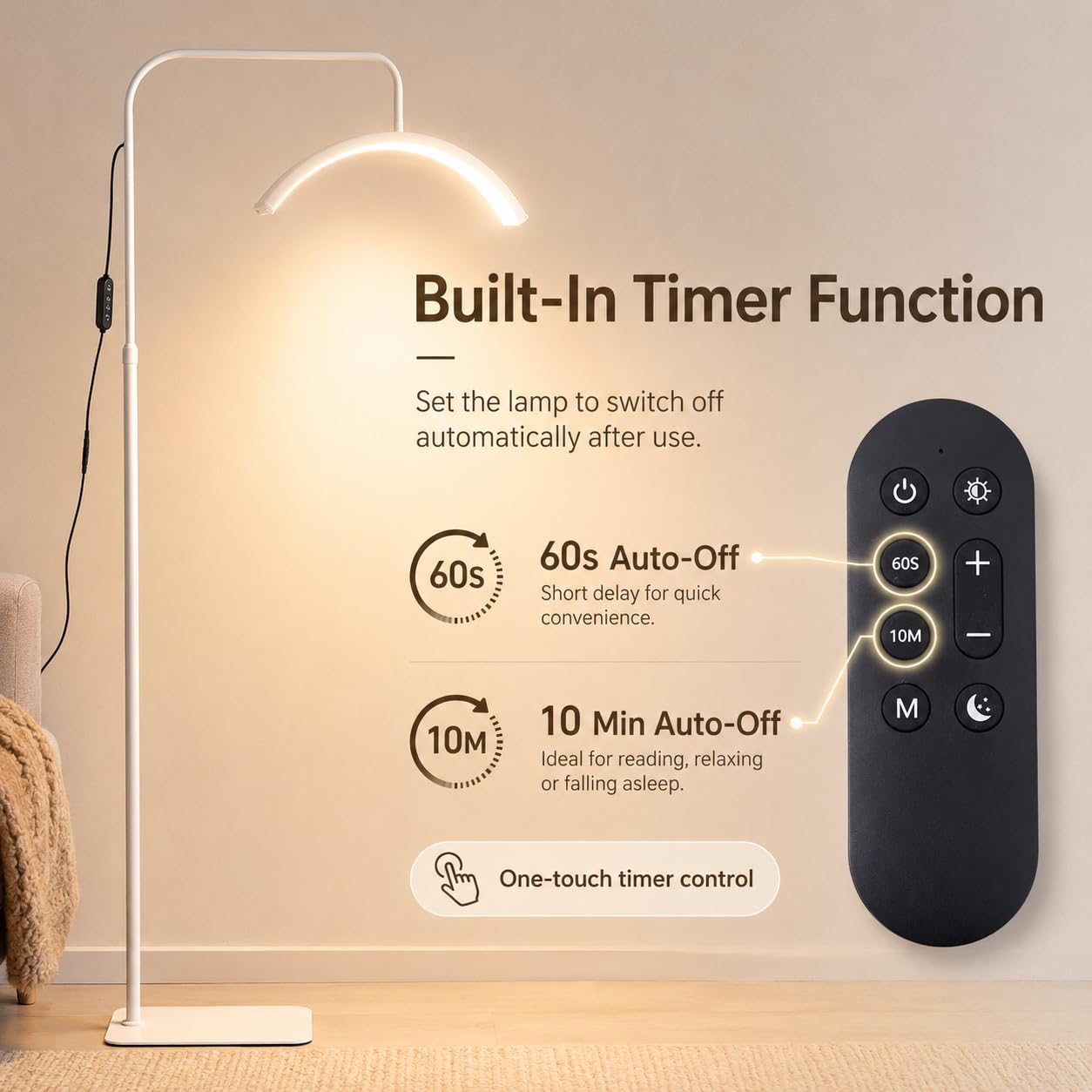 Lampe Demi Lune avec Télécommande, Lampe sur Pied pour Extension de Cils, Tatouage, Onglerie, Esthétique Professionnel, Soins Peau, Sourcils. Hauteur et Luminosité Réglables, Blanc (White, 48W)