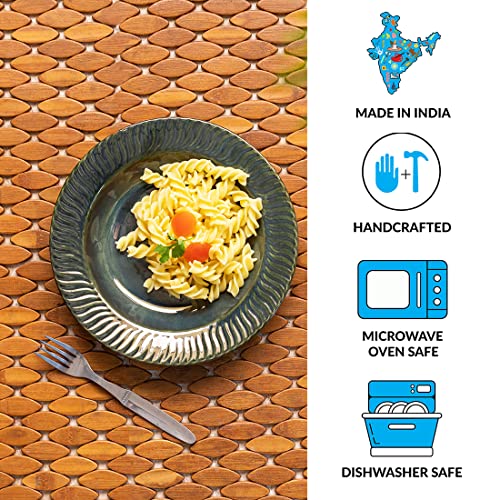 Image of ExclusiveLane Ceramic Dinner Plates for Dinner | 'Coral Reef' Hand Glazed Studio Pottery Dining Plates Serving Plates for Dining Table (Set of 1, Dishwasher & Microwave Safe)