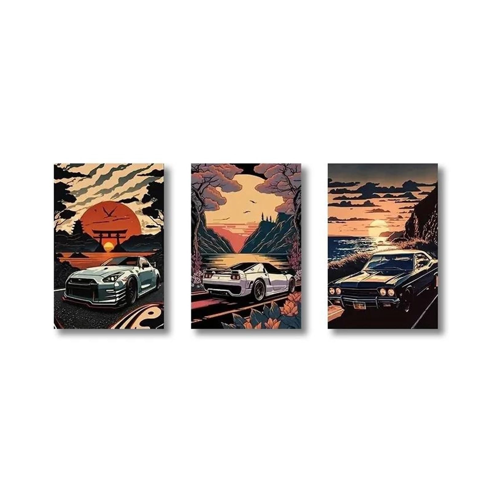 Affiche rétro voitures de course pour déco salon moderne XENITE