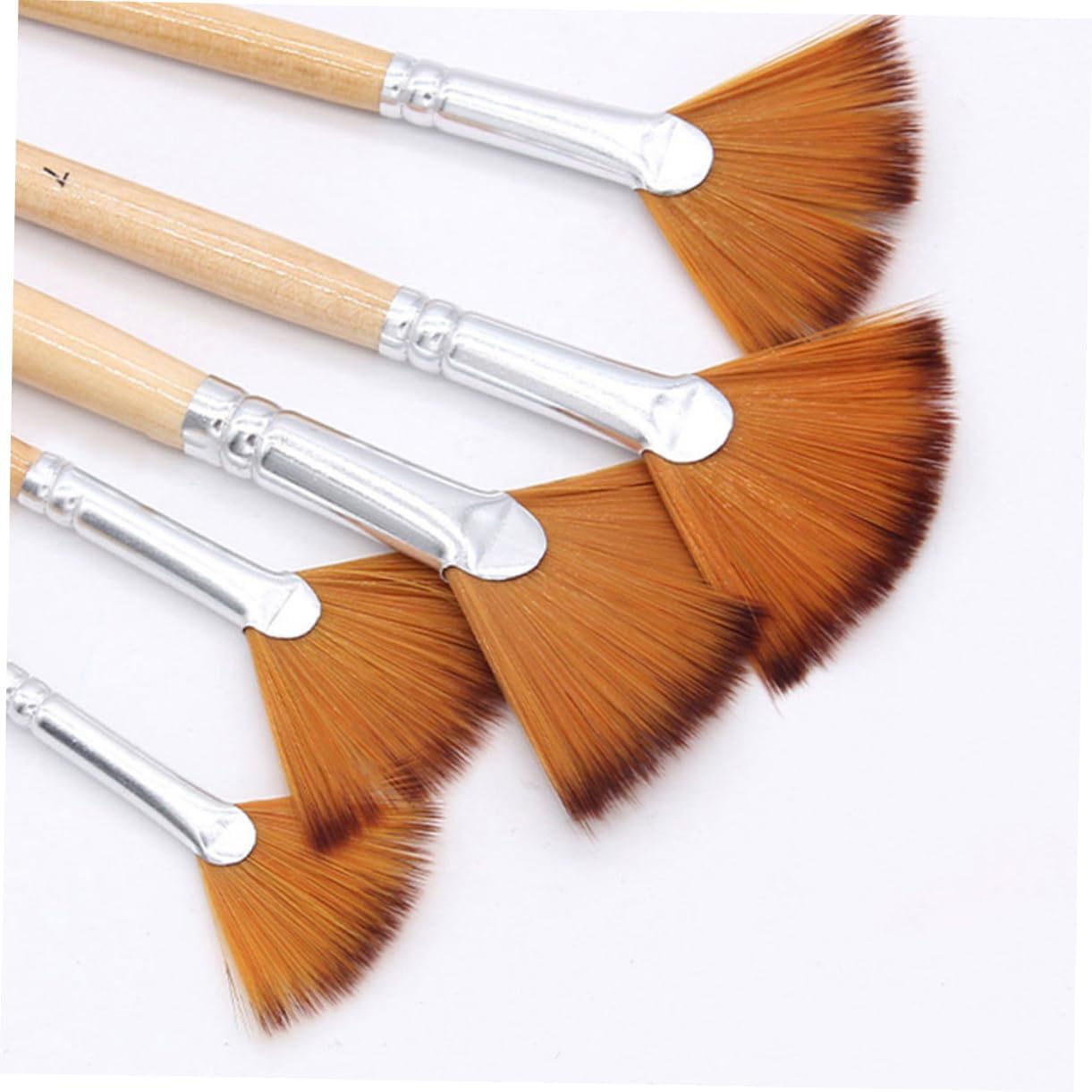 Garneck 5Pcs Portable Fan Paint Brushes Multi Function Professional Watercolor Oil Gouache Painting Tools with Smooth Grip Handles for Travel and Drawing Accessories