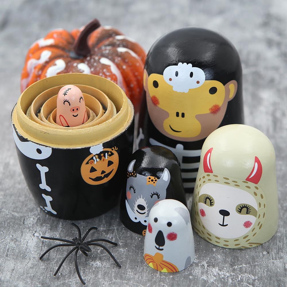 Poupées Gigognes Animales En Bois - Matriochka 5 Pièces Empilables Pour Enfants - Cadeau Ludique