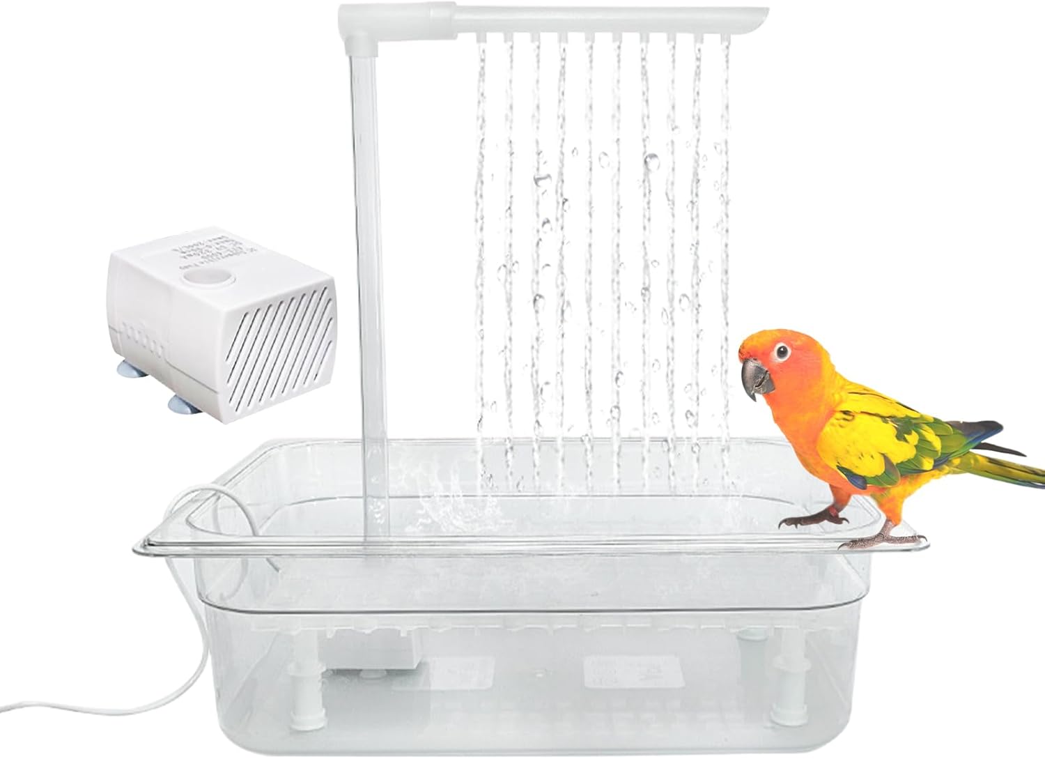 Bird Automatic Bath Shower - Adjustable Water Pressure Bird Bath,Lovebird Bathtub with Adjustable Water Pressure, Parakeet Shower Tub for Cockatiel African Grey