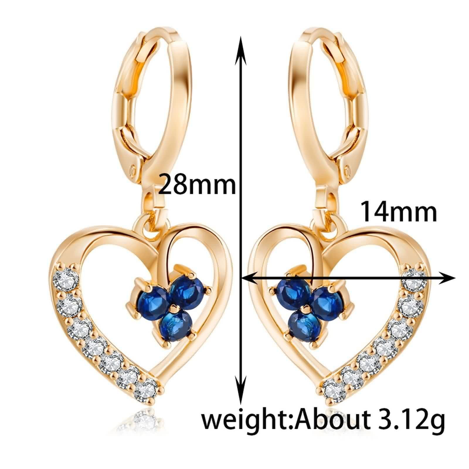 AMDXD Pendientes de aro para mujer de oro de 18 quilates, pendientes de aro con corazón hueco con zafiro azul, laboratorio creado en laboratorio, pendientes pequeños Au 750