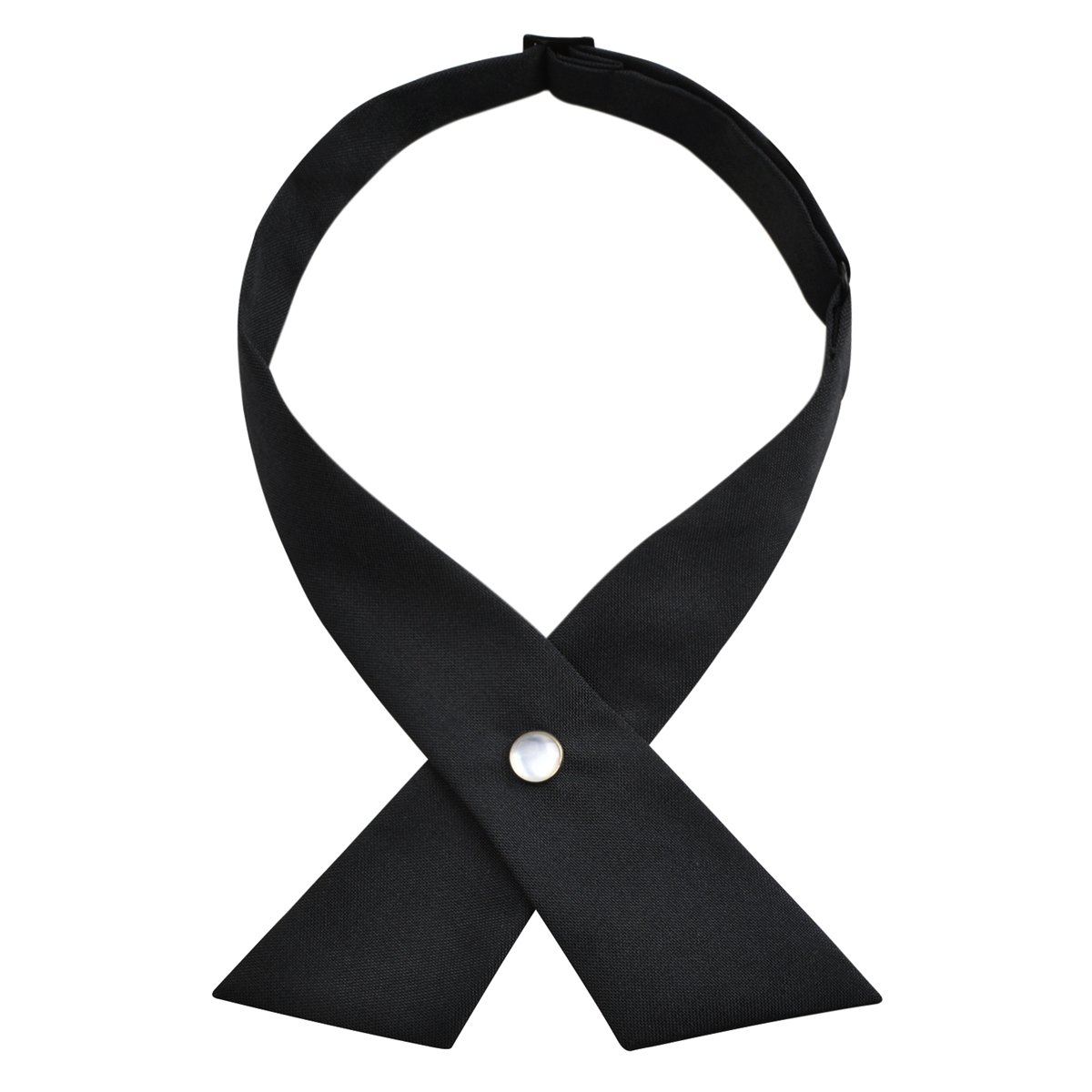 Alizeal Unisex Criss Cross Bow Tie Solid Color Adjustable Button Neck School Uniform Tie for Women/Men/Girls/Boys, Black