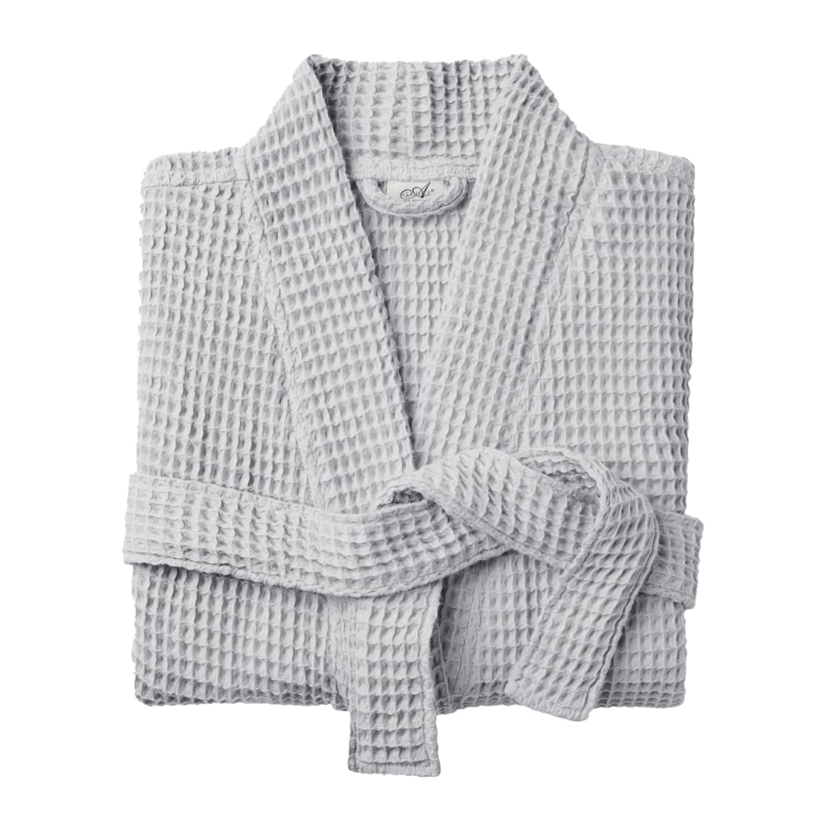 Allure Bath Fashions Unisex Bathrobe Lightweight Textured Waffle Robe - Soft Hotel Dressing Gown, Kimono (Small/Medium, Grey)