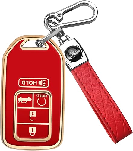 QBUC Funda para llavero Honda con llavero para Honda Accord Civic CR-V CRV Pilot Passport Insight EX EX-L 5 botones