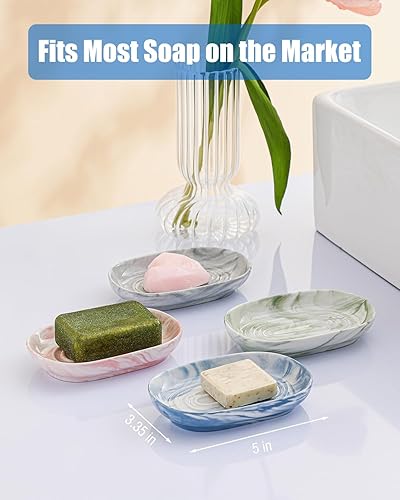 Miniatura 5 de Jabonera de cerámica hecha a mano, jabonera decorativa con texturas únicas de mármol, soporte multiusos para barra de jabón para baño y cocina,