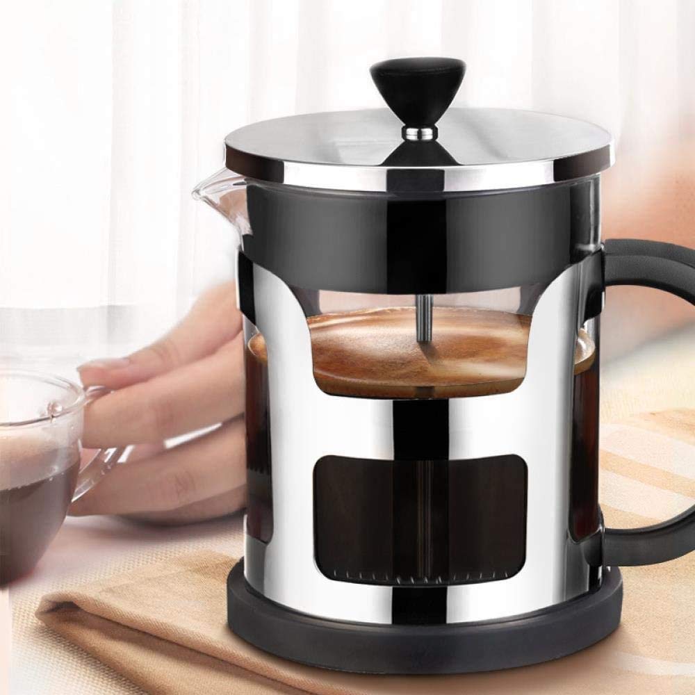 Pote de prensa francesa, conjunto de ollas de café de mano, equipo de vidrio para el hogar y equipo de café, filtración de 4 niveles, borosilicato resistente al calor Café de vidrio prensa ma