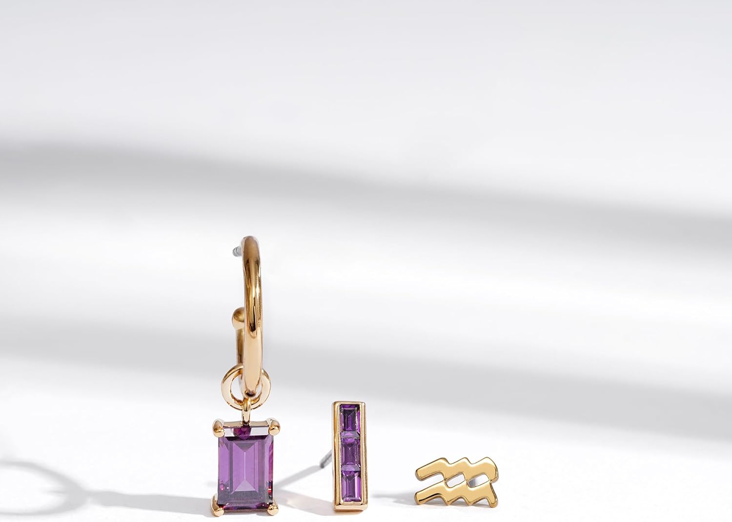 Amazon Essentials Yellow Gold Plated Brass Birthstone Stud and Hoop Set Earrings - Image 3