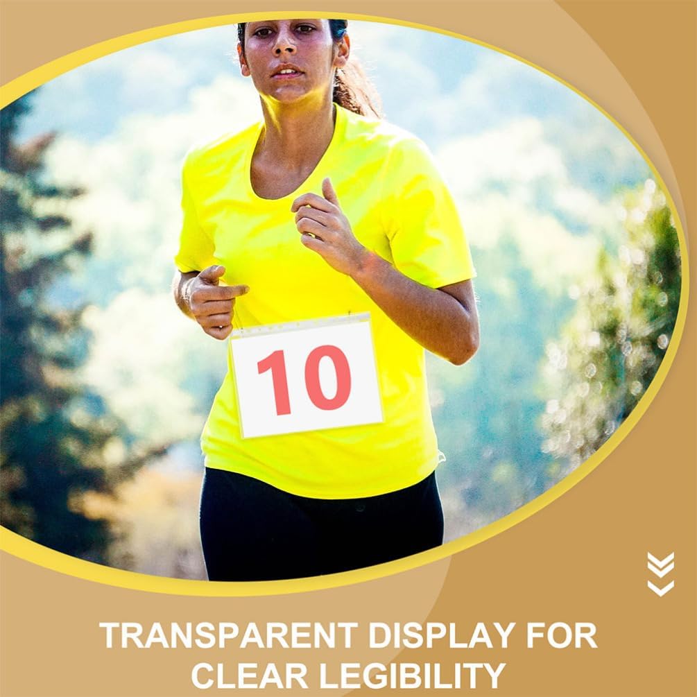 Kisangel 100pcs Clear Running Bib Holder Display Bag for Race Numbers Design Support Sleeve for Convenient Storage and of Bibs