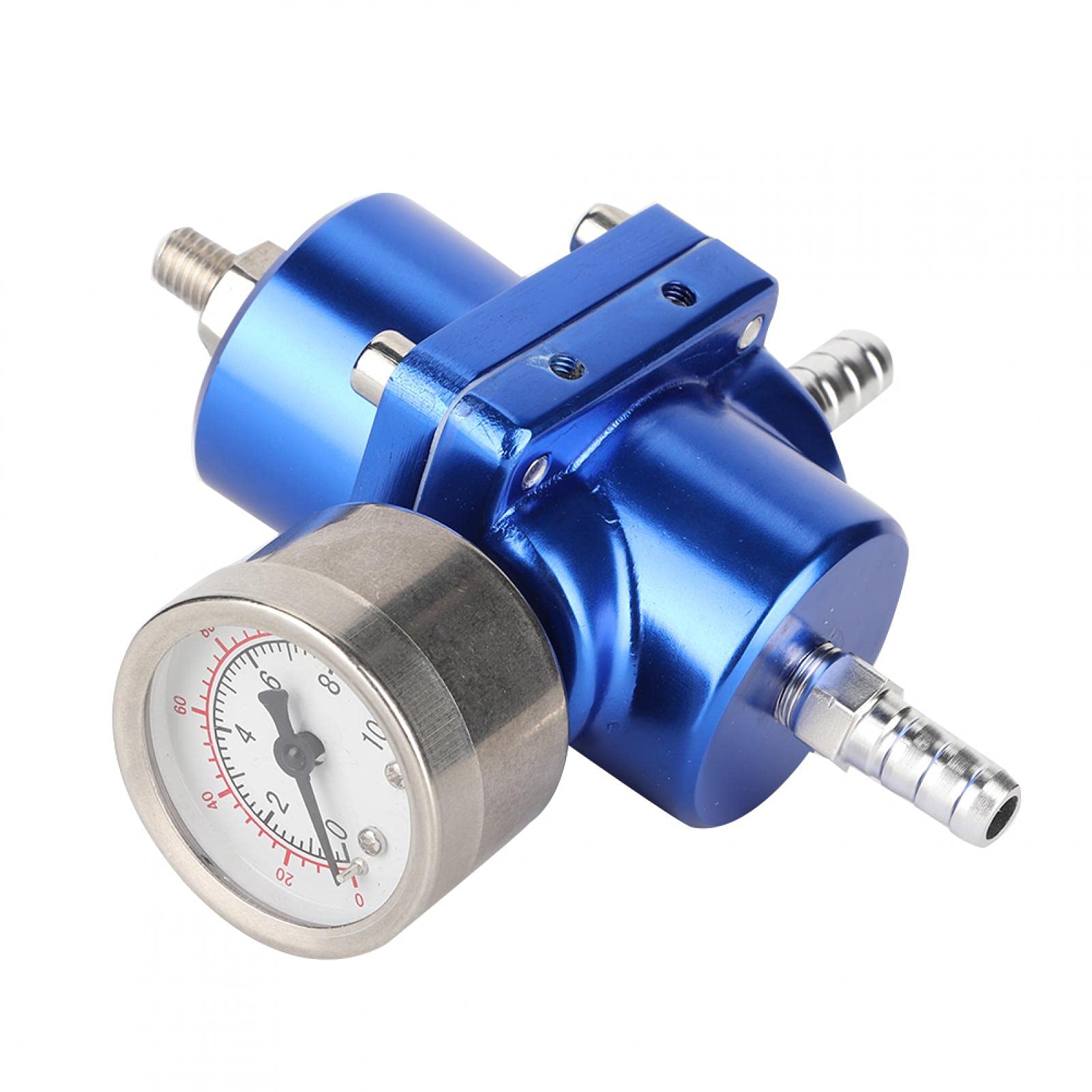 Regulador de presión de combustible, regulador de presión de combustible universal FPR de aleación de aluminio con manguera de calibre 0-140psi ajustable(azul)