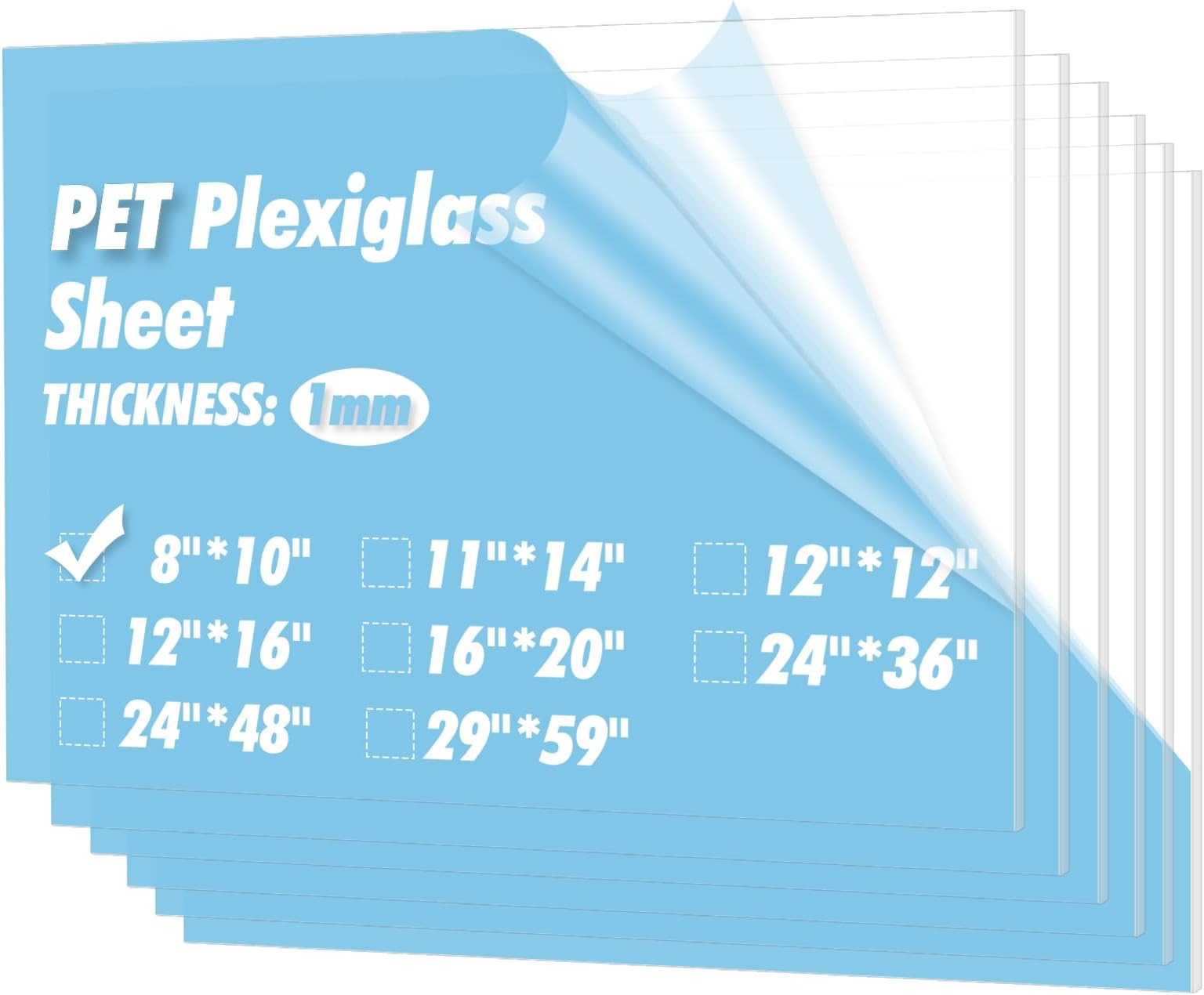 Art3d 5-Pack of 8×10" PET/Plexiglass Sheets, Transparent Clear Flexible Plastic Sheet Panels for Craft, Picture Frames, Sign Blank, DIY Display Project