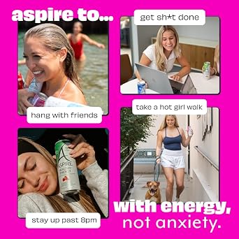 ASPIRE Raspberry Acai, Healthy Energy Drink 80mg Natural Caffeine, Zero Sugar No Carbs Keto Friendly, 24 Pack Green Tea Sugar Free Drink Low Caffeine Zero Calorie