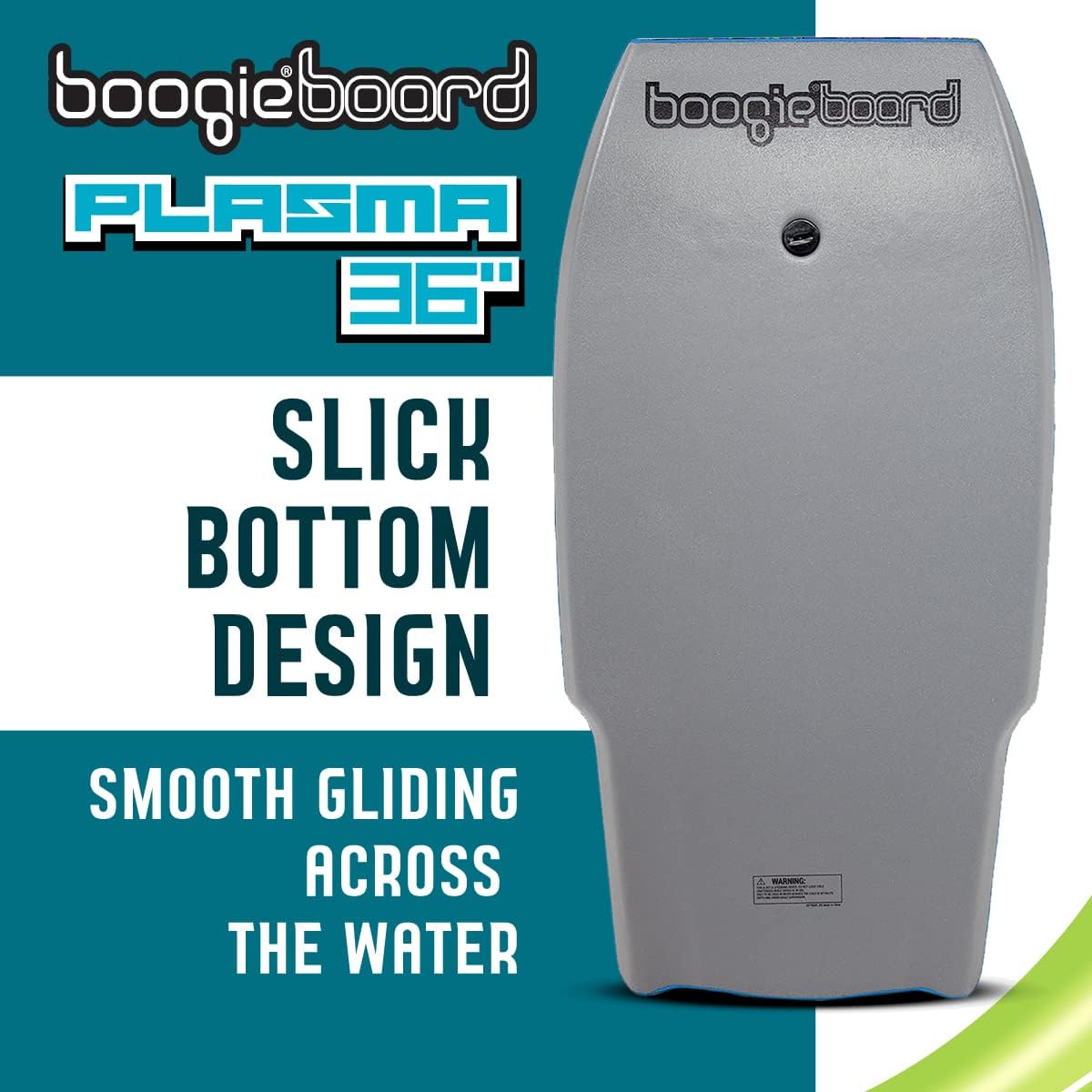 Boogieboard Plasma 36" Bodyboard- Adjustable Leash - Lightweight Bodyboard - PE Foam, Slick Bottom - Easy to Grip -Smaller Sized Rider