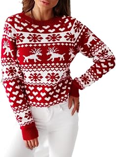 KACHEEG® Women's Christmas Elk Pullover Sweater with Snowflake Pattern and Round Neck Price In India