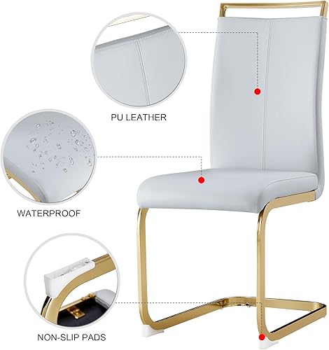 Miniatura 7 de SSLine Moderno juego de mesa de comedor de cristal de 5 piezas para 4 personas, mesa de cocina de 63 pulgadas de largo con 4 sillas de comedor de