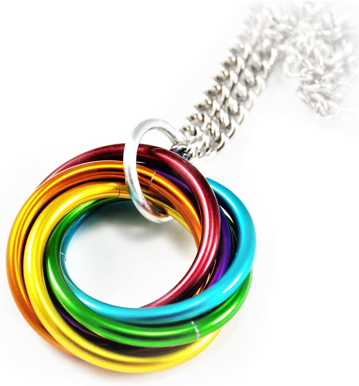 Mobii Necklaces (Multicolor) Pendant Combos, Fidget Infinity Loop Forever Spiral Jewelry (Stainless Steel 30in, Rainbow, Medium)