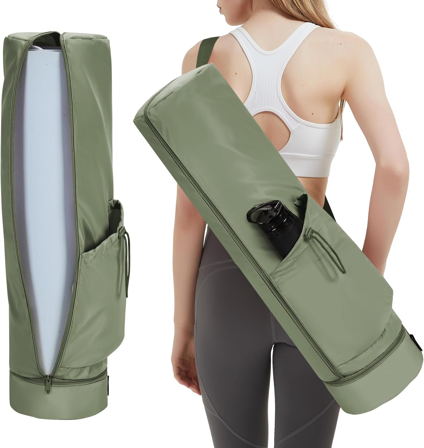 Yoga Bag Women FullZip Exercise Yoga Mat Bag with Wet Compartment and Bottle Pocket Yoga Mat