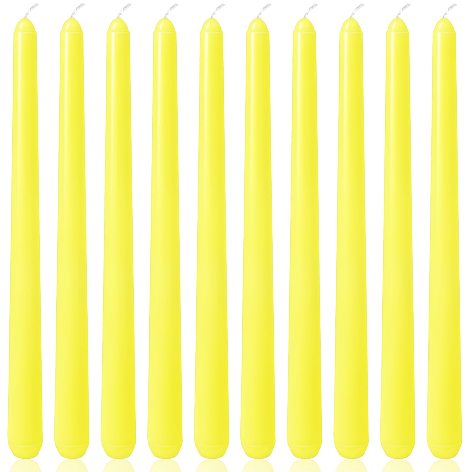 Photo 1 of 10 Inch Yellow Taper Candles for Summer Parties, 10 Packs Unscented Candlesticks for Dinner Birthday Seasonal Celebration and Home Decoration