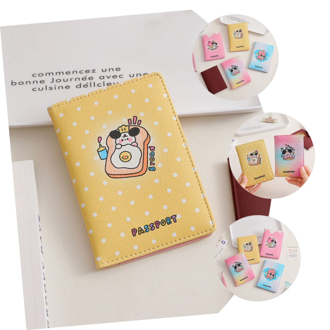 STOBOK 4piezas Funda De Pasaporte De PU De Diseño De Caricatura Organizador De Viaje para Tarjetas y Documentos para Estudiantes y Viajeros Protección Resistente y Duradera