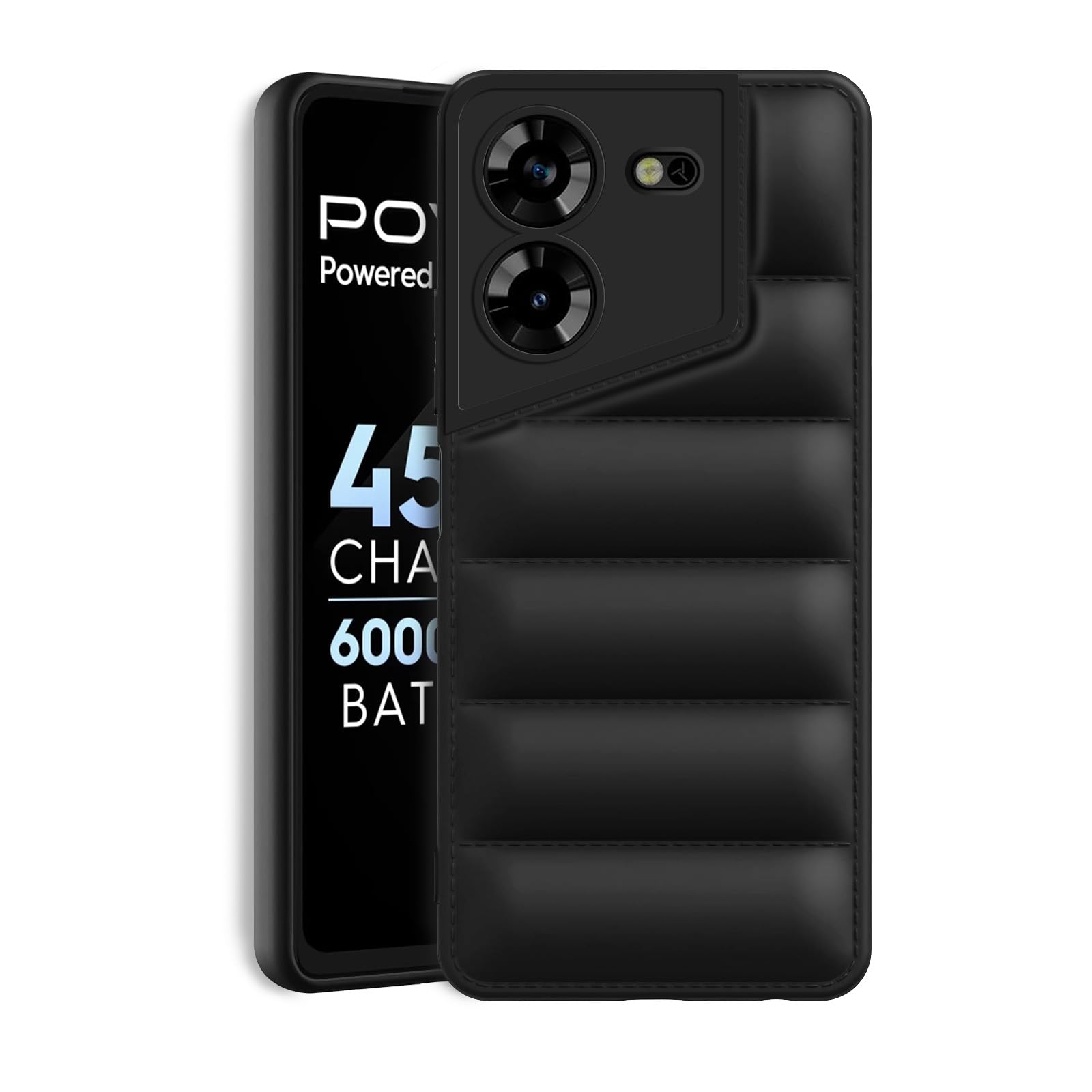 Plus Puffer Case Camera Protection Soft Back Cover for Tecno Pova 5 | Tecno Pova 5 Pro - Black (B0CTFL2BT3) Amazon Price History, Amazon Price Tracker