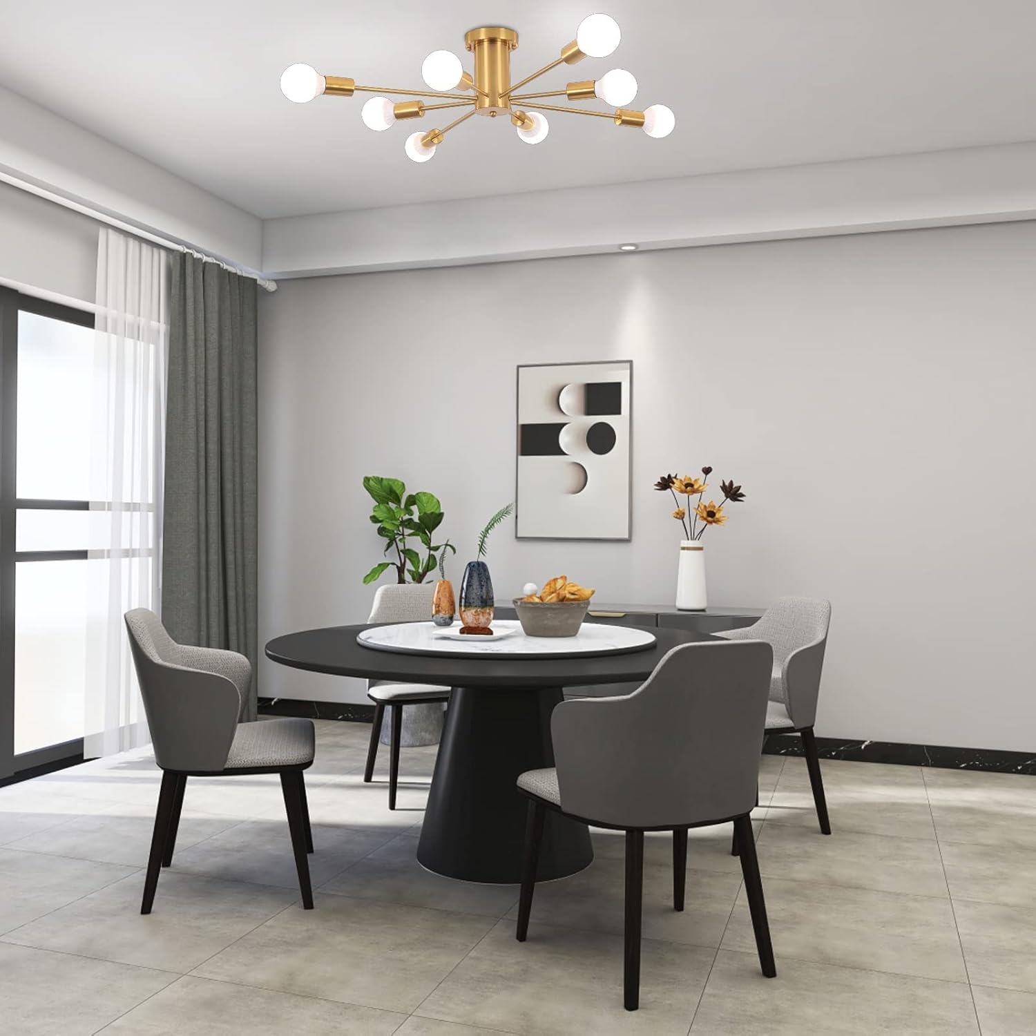 Flаѕh Dеаlѕ - 40% оƒƒ 8 Lights Flush Mount Ceiling Lights Brass Sputnik Chandelier Mid Century Ceiling Lamp for Bedroom Living Room Dining Room Kitchen Island,Gold Flаѕh Sаlе Buу 1 gеt 1 8 Lights Flush Mount Ceiling Lights Brass Sputnik Chandelier Mid Century Ceiling Lamp for Bedroom Living Room Dining Room Kitchen Island,Gold